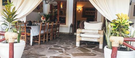 Double Room, Beach View | Outdoor dining