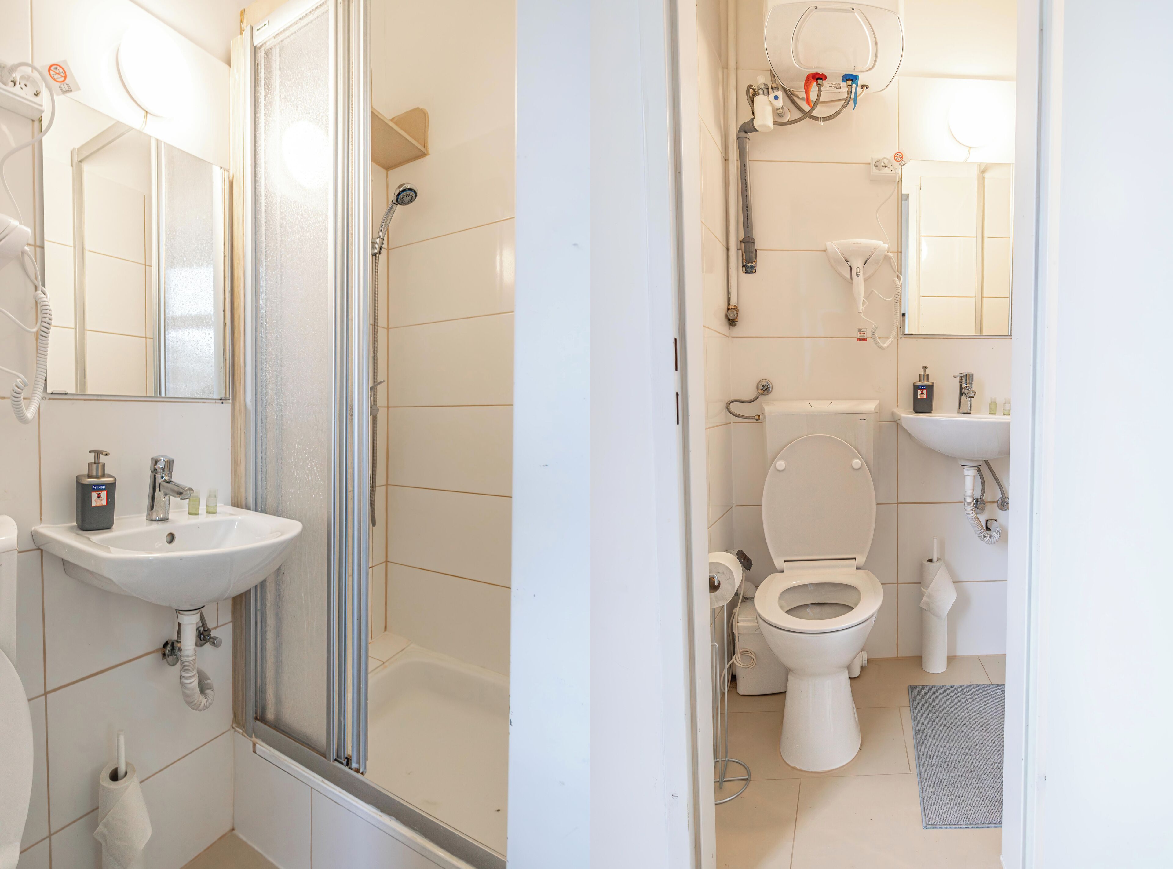 Basic Apartment | Bathroom | Shower, free toiletries, hair dryer, towels