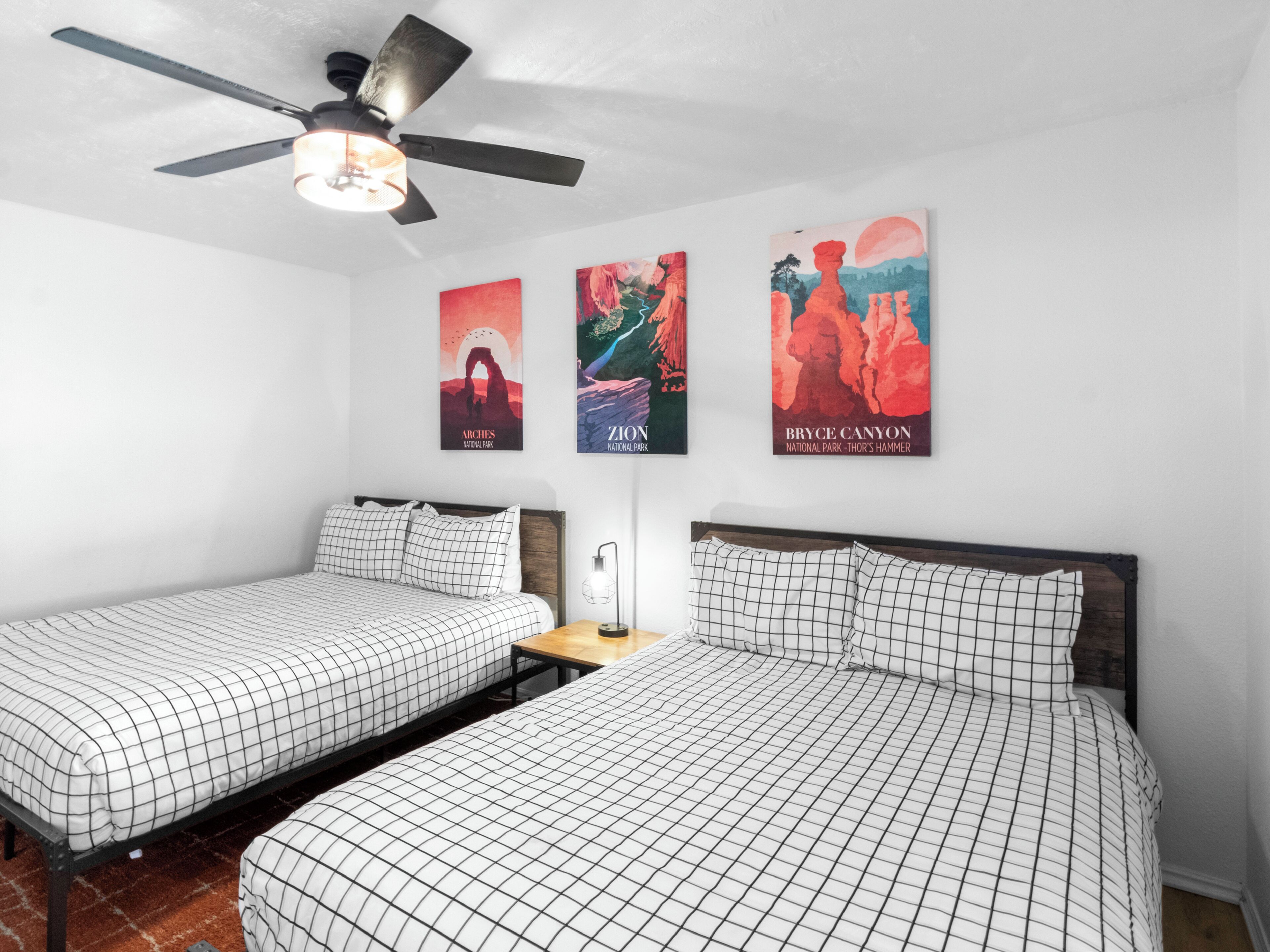 2 bedrooms, desk, iron/ironing board, travel crib