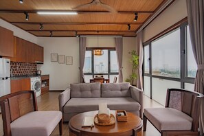 Chambre Simple Luxe, 1 chambre, non-fumeurs, vue ville | Coin séjour