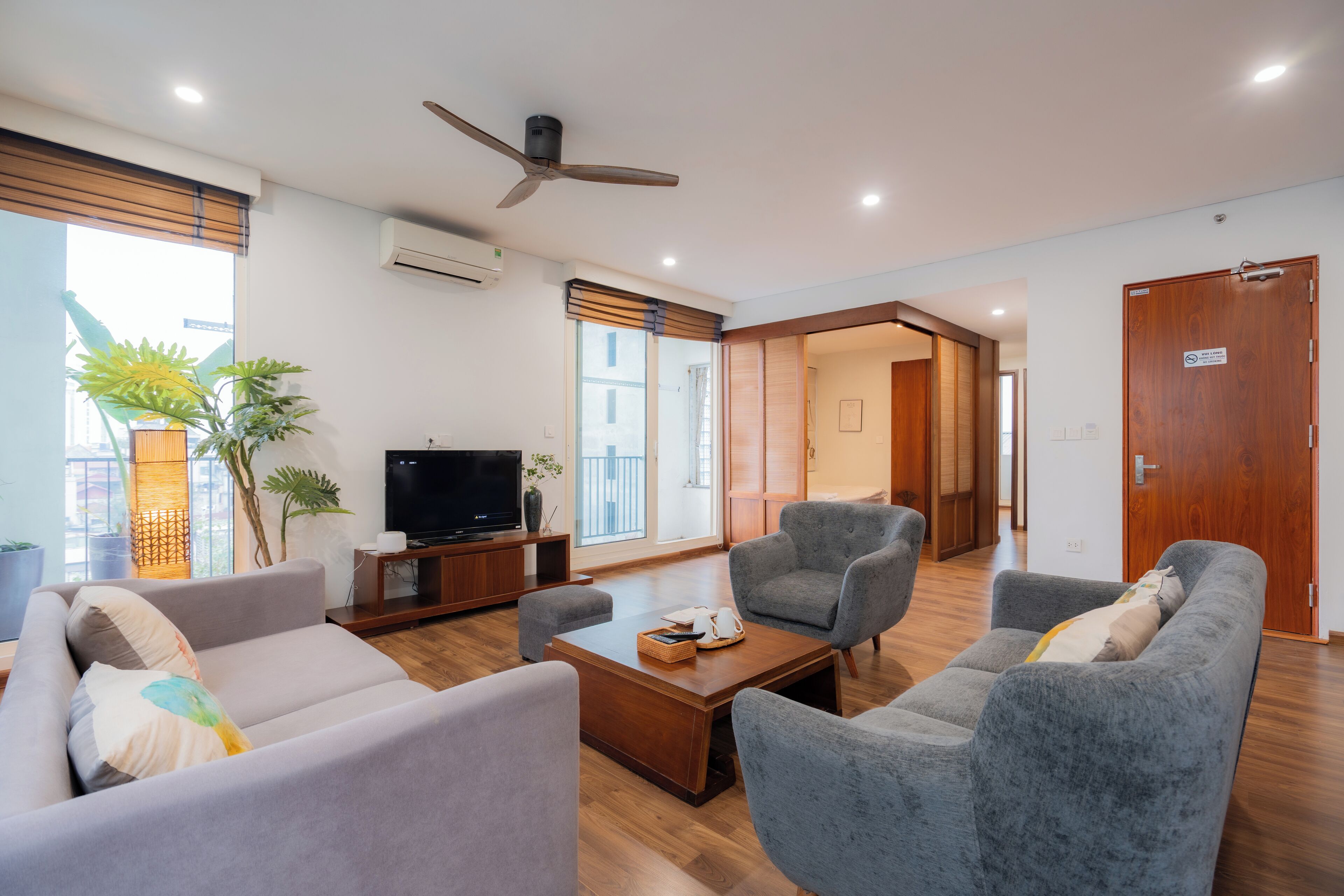 Appartement Familial, 3 chambres, balcon, vue ville | Coin séjour