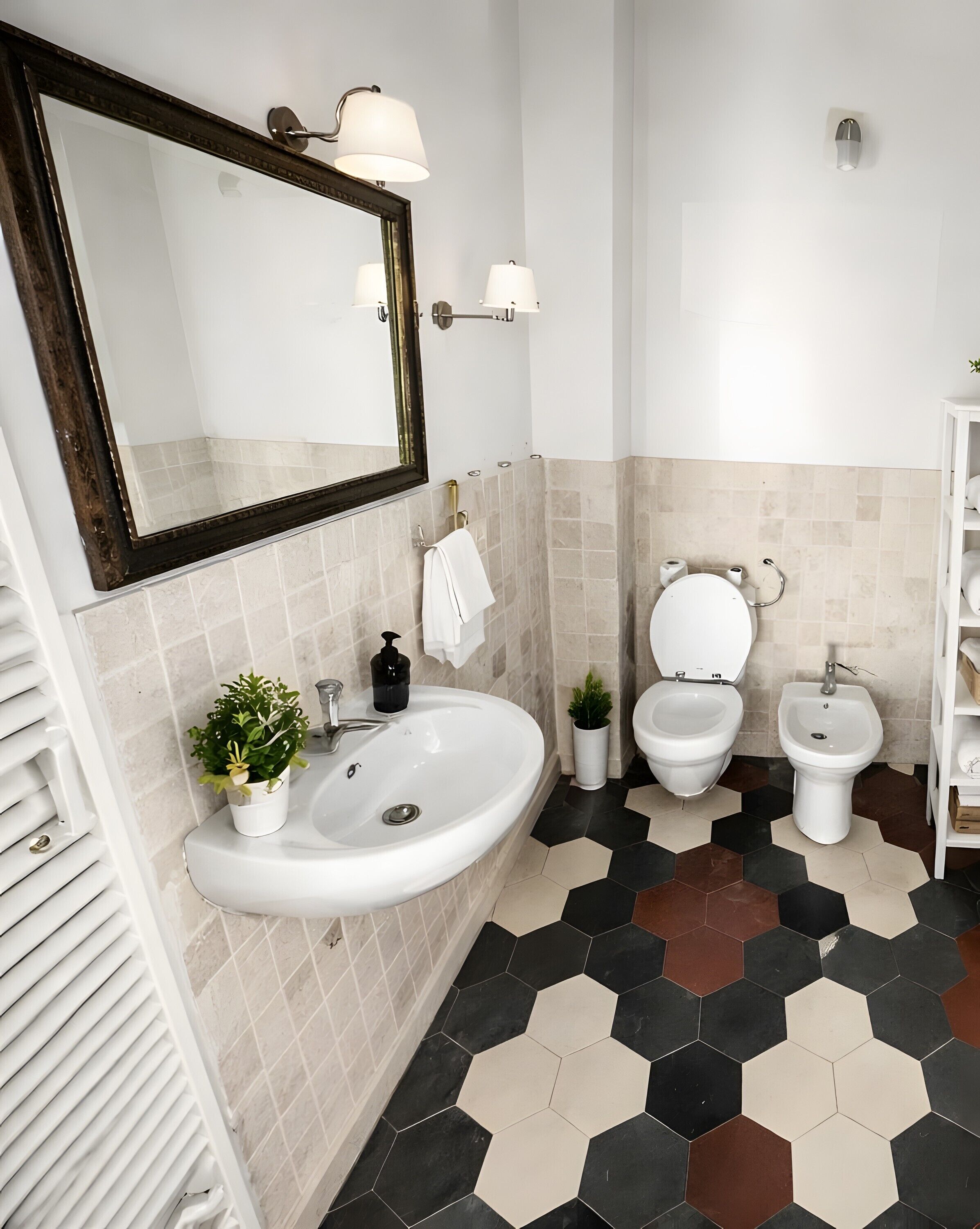 Dusch, hårtork och handdukar