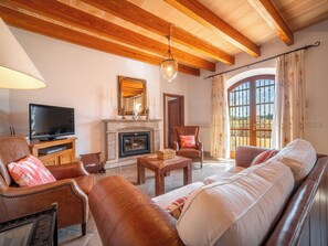 TV, fireplace