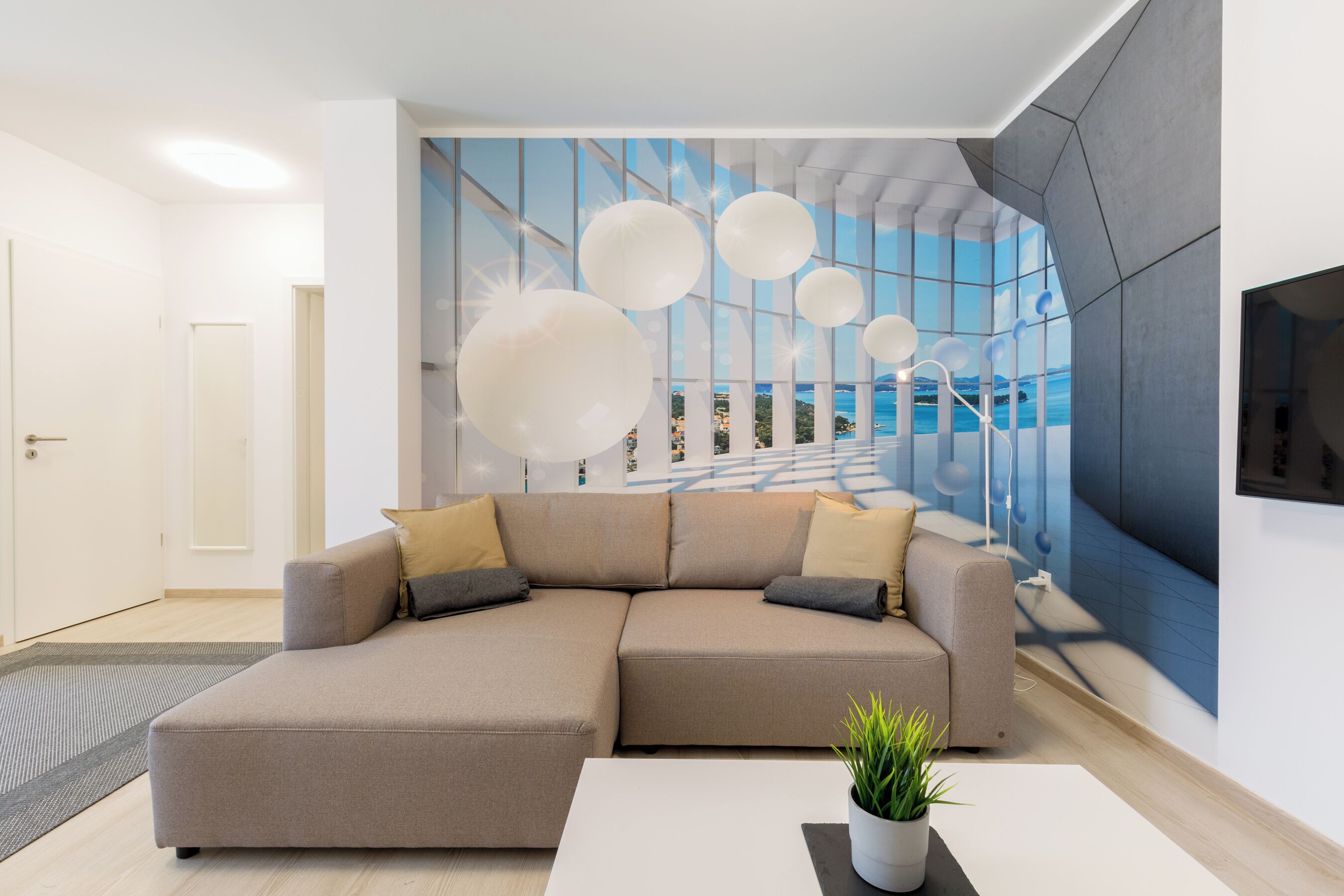 Premium Penthouse, Courtyard View | Living area | Flat-screen TV