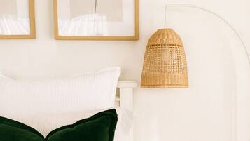 1 bedroom, desk, iron/ironing board, travel cot