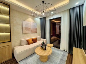 Gallery Apartment, Balcony, City View | Living area - Pi & Pu Apartment - Hoang Huy Commerce (Hai Phong)
