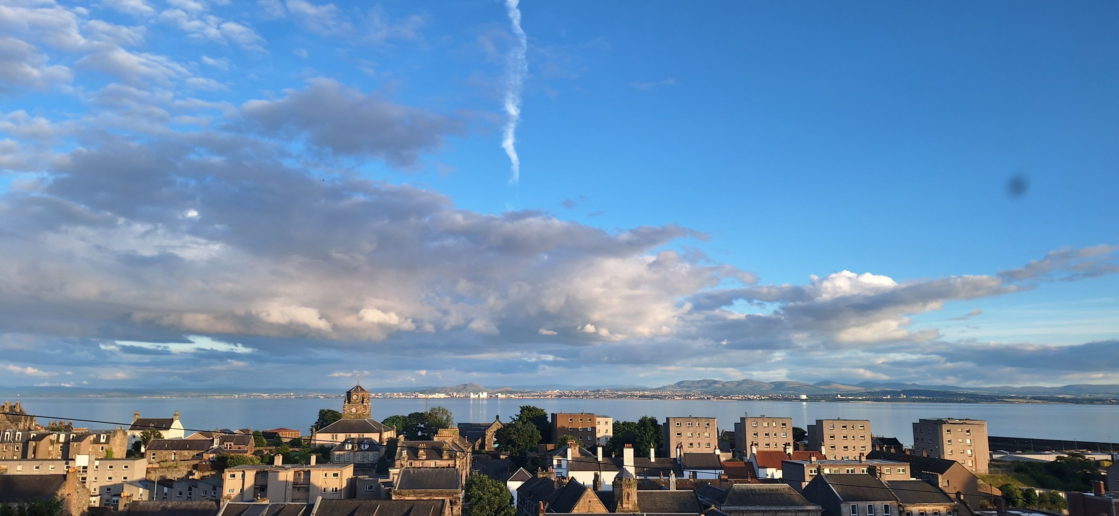 Sitting room view over the sea to Edinburgh. 