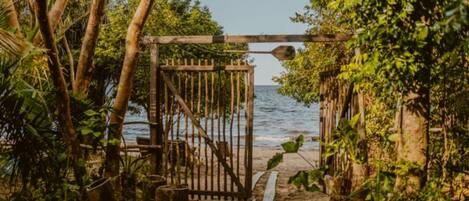 On the beach, white sand