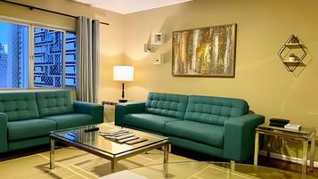 Apartment | Living area | 32-inch flat-screen TV with cable channels, TV