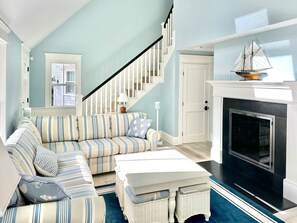 TV, fireplace - As Good as it Gets-Waterfront Retreat in Falmouth (Falmouth)