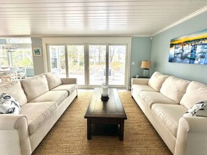 TV, fireplace - As Good as it Gets-Waterfront Retreat in Falmouth (Falmouth)