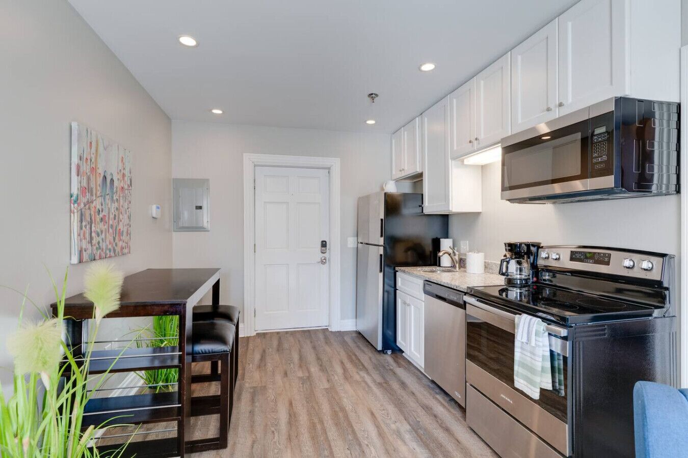 Fridge, microwave, oven, dishwasher