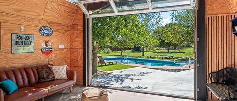 Outdoor pool, sun loungers