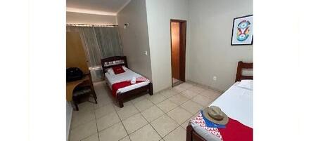 Habitación con 1 cama matrimonial o 2 individuales | Escritorio, espacio para trabajar con laptop y wifi gratis