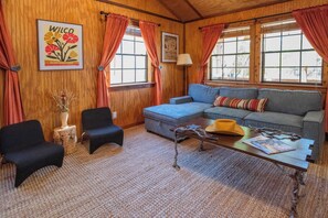 Cabin, Multiple Beds, Patio, Pool View (Cypress Creek Cabin) | Living area - Cypress Creek Cabin Stay for 6 - Pool, Hot Tub (Comfort)