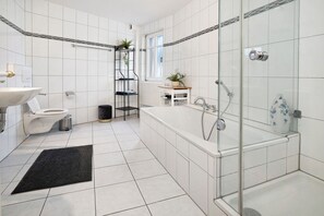 Dusche, Haartrockner, Handtücher