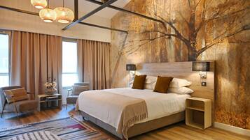 Habitación Deluxe doble | Caja fuerte, decoración individual, mobiliario individual y wifi gratis