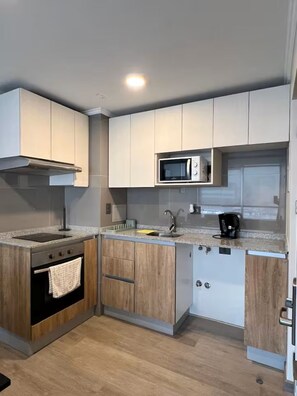 Fridge, microwave, oven, electric kettle - Family-Friendly Apartment • Walk to Parks & Shops • Safe and comfort for all. (Santiago)