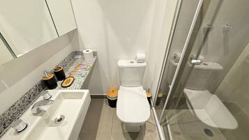 Premium Apartment | Bathroom | Shower, free toiletries, hair dryer, towels