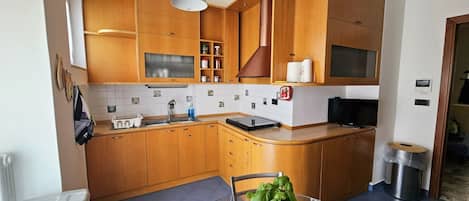 Frigorífico, microondas, horno y placa de cocina