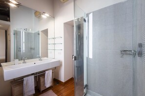 Regadera, secadora de cabello, bidet, toallas 
