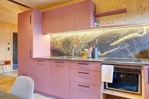 Réfrigérateur, micro-ondes, plaque de cuisson, lave-vaisselle