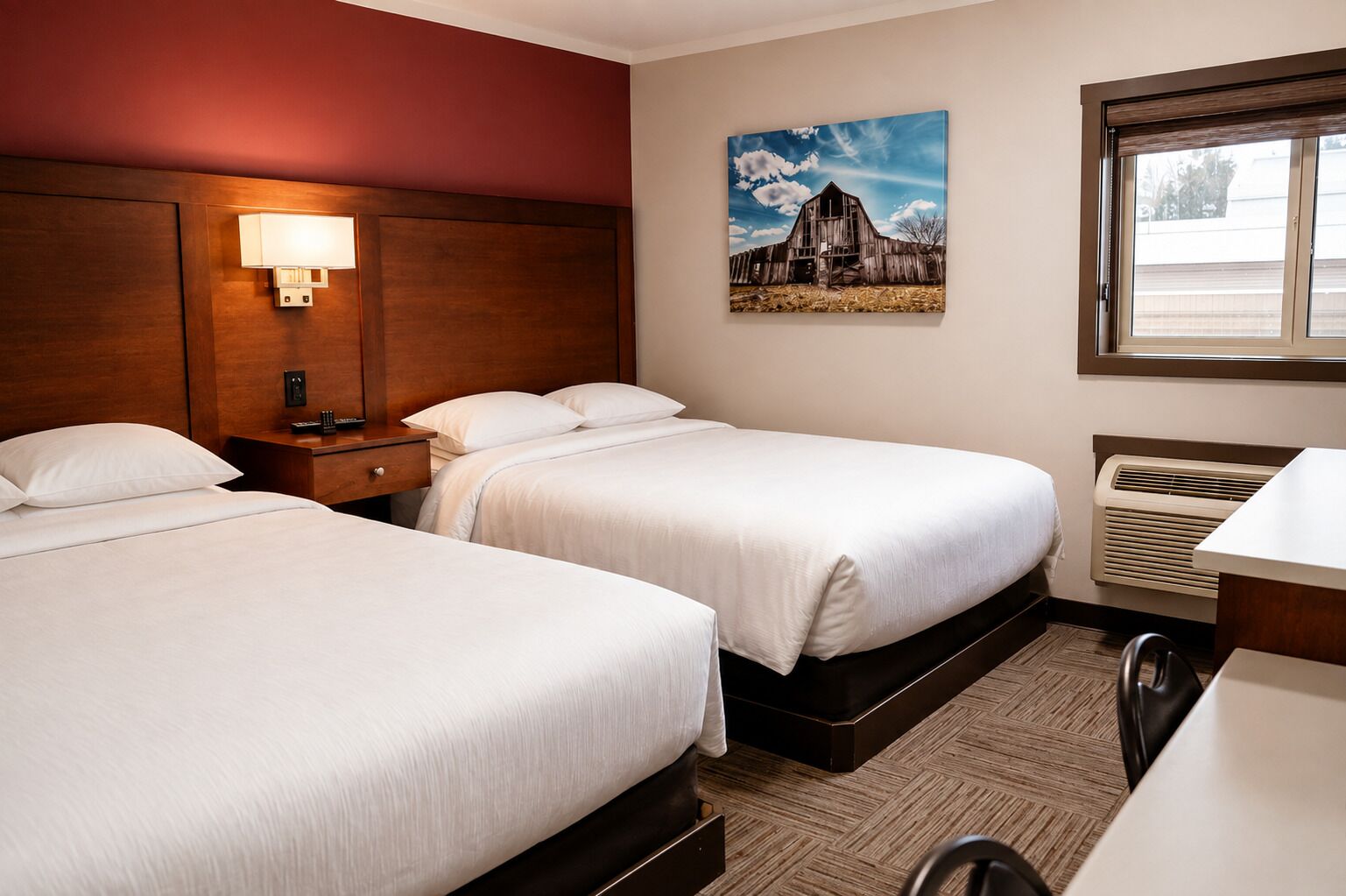 Standard Room, 2 Queen Beds, City View | Premium bedding, desk, laptop workspace, blackout drapes