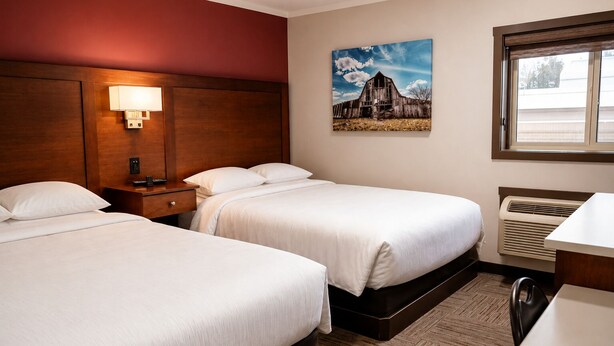 Standard Room, 2 Queen Beds, City View | Premium bedding, desk, laptop workspace, blackout drapes