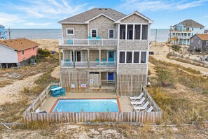 Exterior - Sprawling 3 Story BeachFront Home with Pool, Game Room, Hot Tub, Sleeps 16 (Rodanthe)