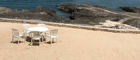 On the beach, beach towels