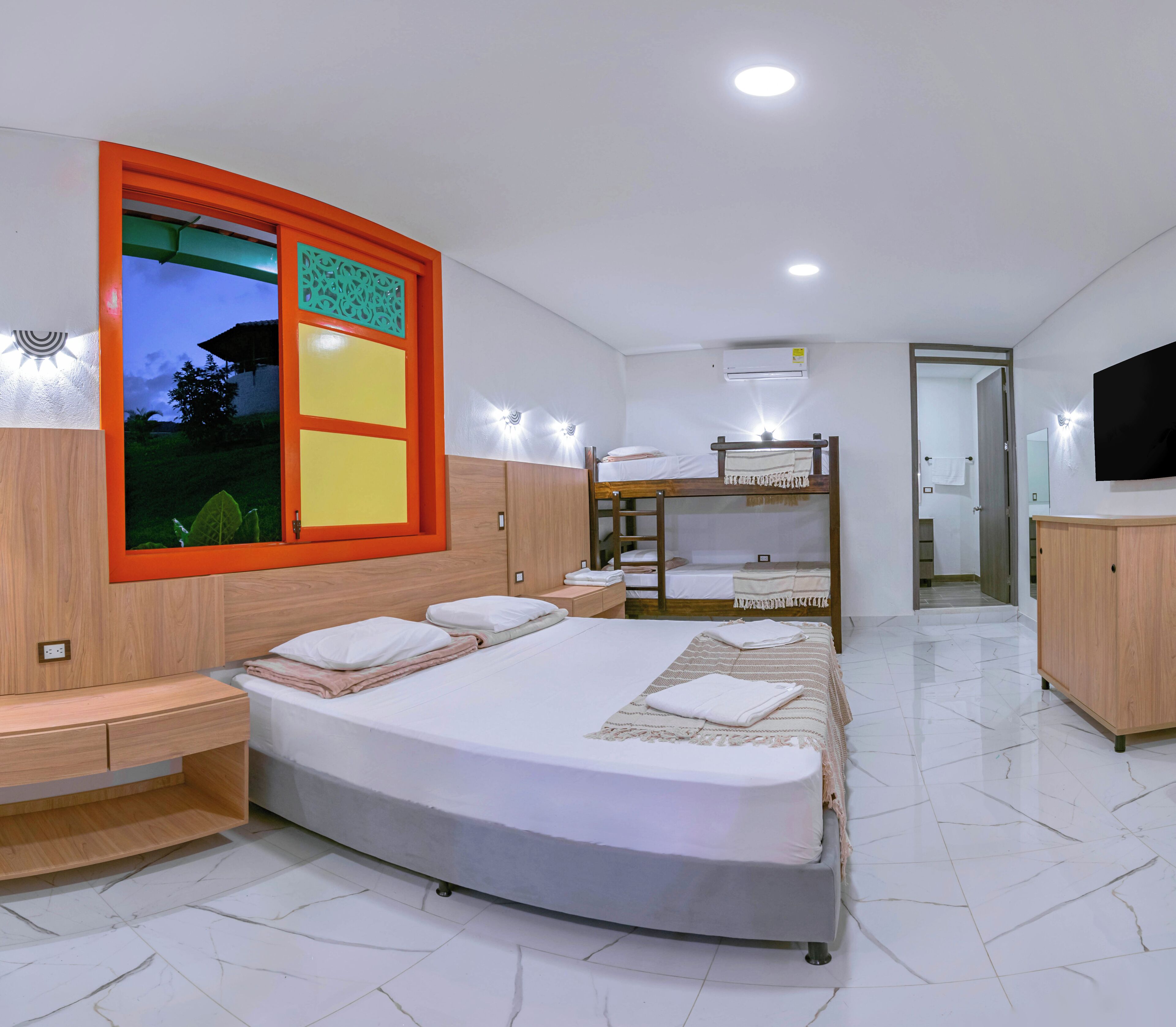 Deluxe Quadruple Room, Balcony, Mountain View | Desk, laptop workspace, free WiFi