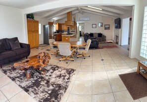 TV, DVD player, books