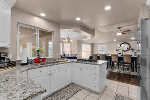 Fridge, microwave, oven, stovetop - Luxe Draper Retreat w/ Pool, Sauna & Theater! (Draper)