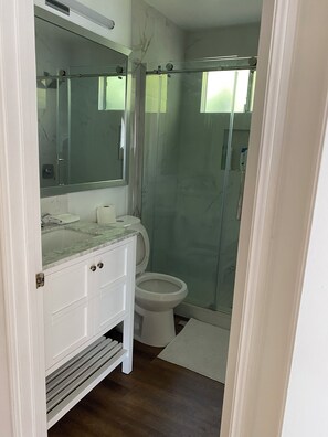 Shower, towels, soap, toilet paper - 3-bedroom house in Santa Monica & West Los Angeles Adjacent. (Los Angeles)