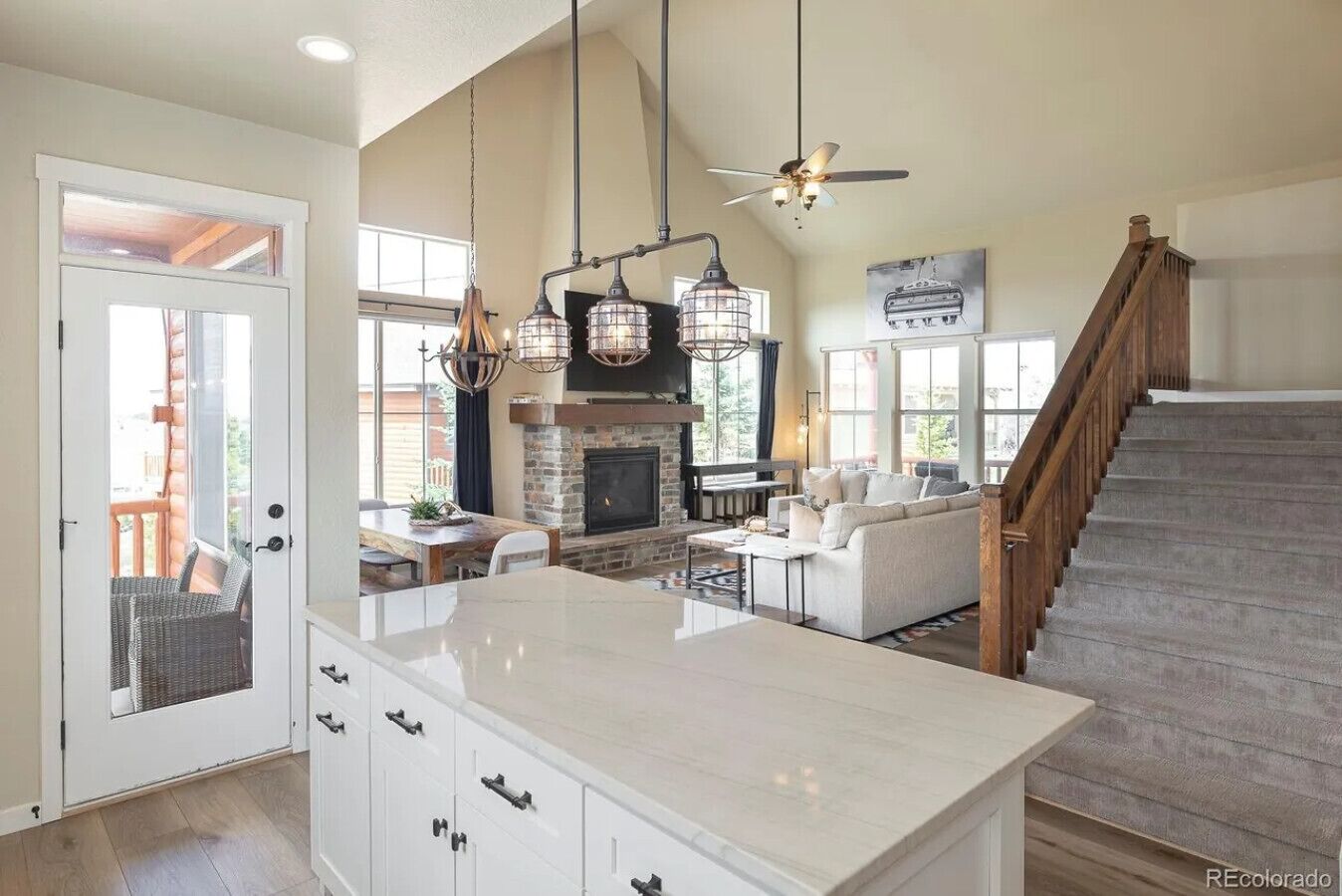 TV, fireplace, table football, books