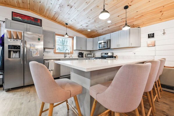 Fridge, microwave, oven, stovetop - Hall Hideaway | Shared Waterfront Access (Rangeley)