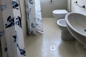 Regadera, bidet, toallas 