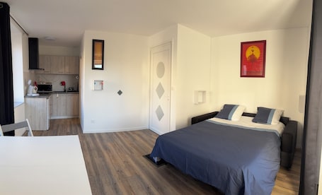 Internet, bed sheets. Comfortable studio,