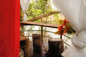 Terrace/patio - 2 Private, Bungalows, Breakfast Included, Mae Hong Son Retreat near Ban Rak Thai (Tambon Mokchampae, Maehongson)