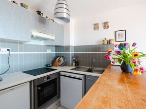 Fridge, stovetop, dishwasher, toaster