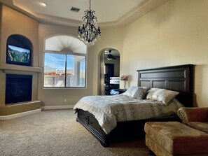 4 bedrooms, desk, iron/ironing board, travel cot