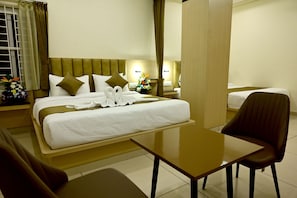 Grand Double Room, City View | In-room safe, desk, laptop workspace, iron/ironing board