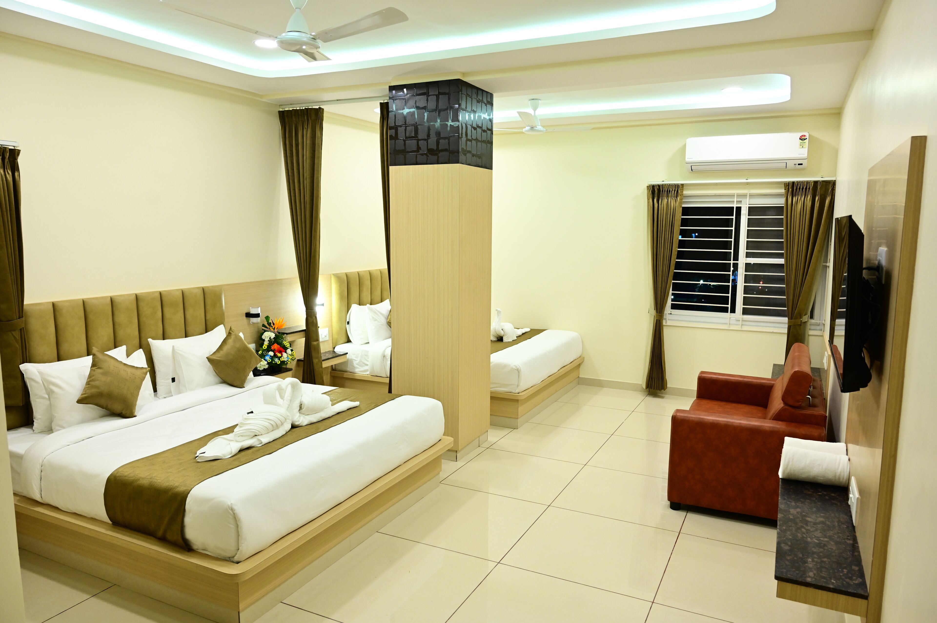 Grand Double Room, City View | In-room safe, desk, laptop workspace, iron/ironing board