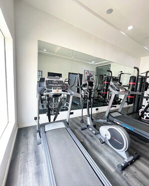 Apartamento superior, sacada, vista para a cidade | Sala de fitness