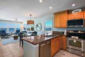 Fridge, microwave, oven, stovetop - Beachfront Escape at Gulf Breeze Unit D! (Bradenton Beach)