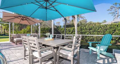 Charming 2-bedroom beach themed Englewood house with heated pool and large yard.