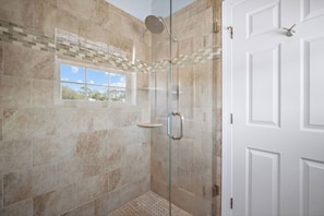 Shower, towels - Canal-Front with Dock, Amenity Cards Available (Fripp Island)