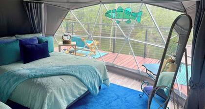 Float on Inn Geodome at The Edge—Unique Riverfront Glamping in Salt Lick, KY