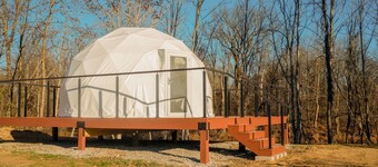 Float on Inn Geodome at The Edge—Unique Riverfront Glamping in Salt Lick, KY