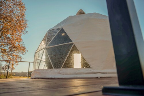 Float on Inn Geodome at The Edge—Unique Riverfront Glamping in Salt Lick, KY